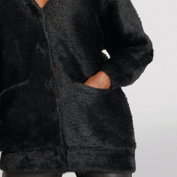 New ALEXANDER WANG V-Neck Faux Fur Cardigan w/Quilted Lining in Black Size L NWT - Picture 6 of 12